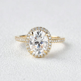 1.91 CT Oval Cut Halo Pave Moissanite Engagement Ring - crownmoissanite