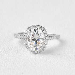 1.91 CT Oval Cut Halo Pave Moissanite Engagement Ring - crownmoissanite