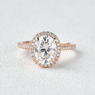 1.91 CT Oval Cut Halo Pave Moissanite Engagement Ring - crownmoissanite