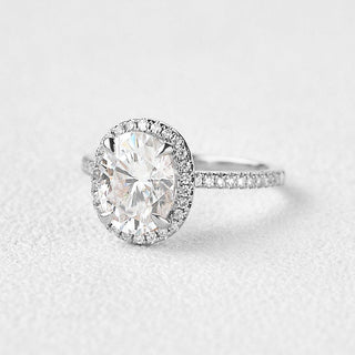 1.91 CT Oval Cut Halo Pave Moissanite Engagement Ring - crownmoissanite