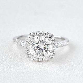 1.8 CT Cushion Shaped Moissanite Halo Engagement Ring - crownmoissanite