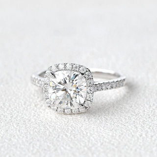 1.8 CT Cushion Shaped Moissanite Halo Engagement Ring - crownmoissanite