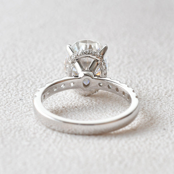 3.74 CT Oval Cut Hidden Halo Pave Moissanite Engagement Ring - crownmoissanite
