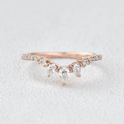 0.2 CT Pear And Round Curved Moissanite Wedding Band - crownmoissanite