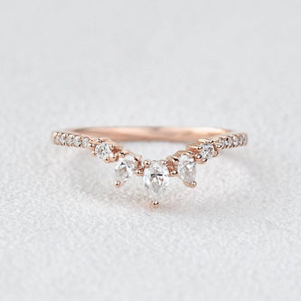 0.2 CT Pear And Round Curved Moissanite Wedding Band - crownmoissanite