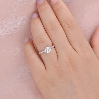 1.0 CT Round Cut Solitaire Pave Moissanite Engagement Ring - crownmoissanite