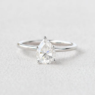 1.25 CT Pear Shaped Moissanite Solitaire Engagement Ring - crownmoissanite