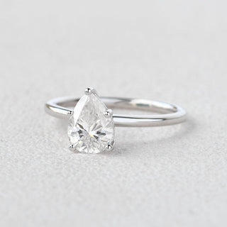 1.25 CT Pear Shaped Moissanite Solitaire Engagement Ring - crownmoissanite