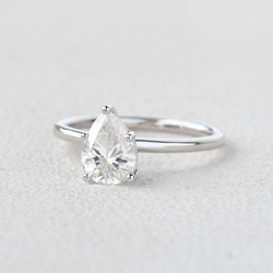 1.25 CT Pear Cut Solitaire Moissanite Engagement Ring - crownmoissanite