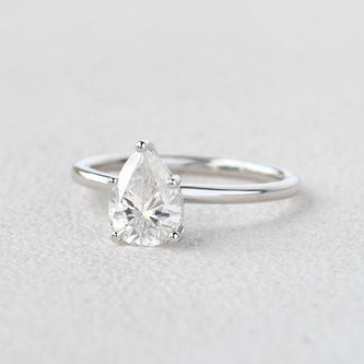 1.25 CT Pear Cut Solitaire Moissanite Engagement Ring - crownmoissanite