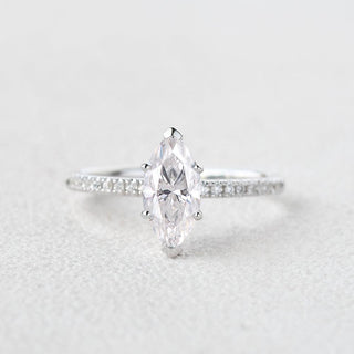 1.0 CT Marquise Shaped Moissanite Solitaire Engagement Ring - crownmoissanite
