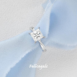 1.75 CT Princess Cut Twisted Pave Moissanite Engagement Ring - crownmoissanite