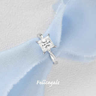 1.75 CT Princess Shaped Moissanite Solitaire Engagement Ring - crownmoissanite