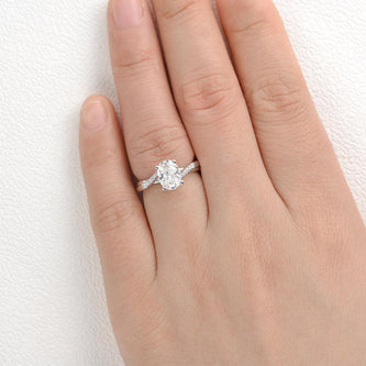 1.91 CT Oval Cut Solitaire Pave Moissanite Engagement Ring - crownmoissanite