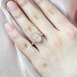 1.33 CT Oval Cut Halo Pave Moissanite Engagement Ring - crownmoissanite