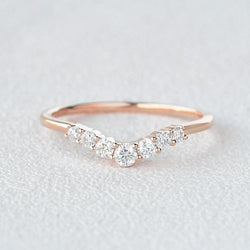 0.22 CT Round Cut Curved Moissanite Wedding Band - crownmoissanite