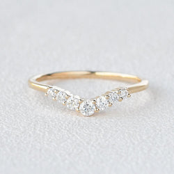 0.22 CT Round Cut Curved Moissanite Wedding Band - crownmoissanite
