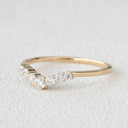 0.22 CT Round Cut Curved Moissanite Wedding Band - crownmoissanite