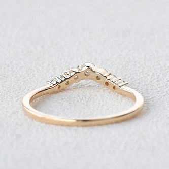 0.22 CT Round Shaped Moissanite Curved Wedding Band - crownmoissanite