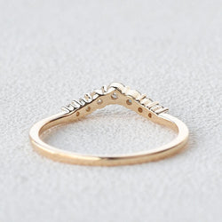 0.22 CT Round Cut Curved Moissanite Wedding Band - crownmoissanite