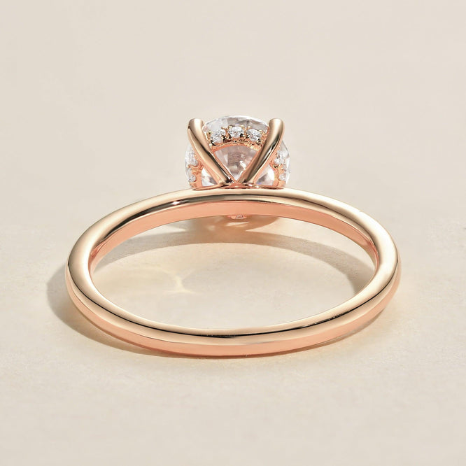 1.0 CT Round Cut Hidden Halo Moissanite Engagement Ring - crownmoissanite