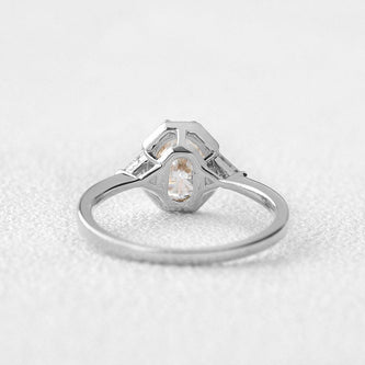 1.33 CT Oval Cut Three Stone Moissanite Engagement Ring - crownmoissanite
