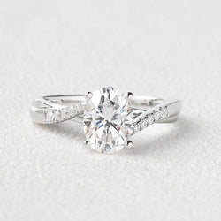 1.91 CT Oval Cut Solitaire Pave Moissanite Engagement Ring - crownmoissanite