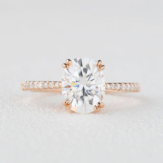 1.91 CT Oval Double Prong Pave Moissanite Engagement Ring - crownmoissanite