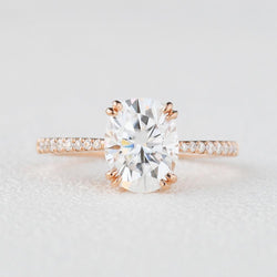 1.91 CT Oval Double Prong Pave Moissanite Engagement Ring - crownmoissanite