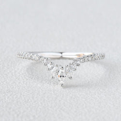 0.36 CT Marquise And Round Curved Moissanite Wedding Band - crownmoissanite