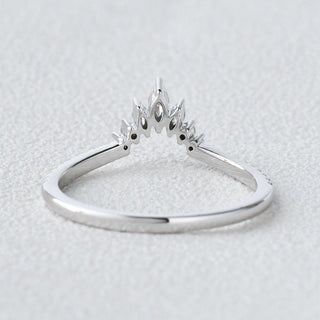 0.36 CT Marquise And Round Curved Moissanite Wedding Band - crownmoissanite