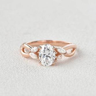 1.33 CT Oval Shaped Moissanite Art Deco Engagement Ring - crownmoissanite