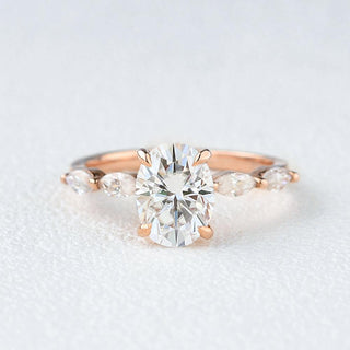 1.33 CT Oval Cut Solitaire Pave Moissanite Engagement Ring - crownmoissanite