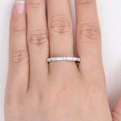0.24 CT Round And Baguette Alternative Moissanite Wedding Band - crownmoissanite
