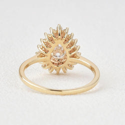 0.75 CT Pear Cut Double Halo Moissanite Engagement Ring - crownmoissanite