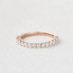 0.24 CT Round Cut Half Eternity Moissanite Wedding Band - crownmoissanite