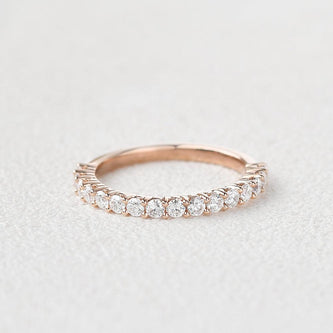 0.24 CT Round Cut Half Eternity Moissanite Wedding Band - crownmoissanite