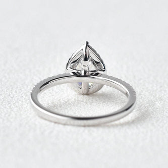 1.25 CT Pear Cut Halo Pave Moissanite Engagement Ring - crownmoissanite