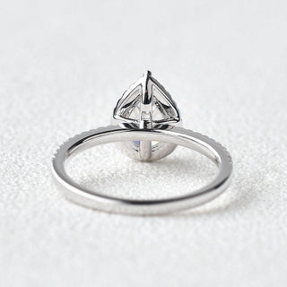 1.25 CT Pear Shaped Moissanite Halo Engagement Ring - crownmoissanite