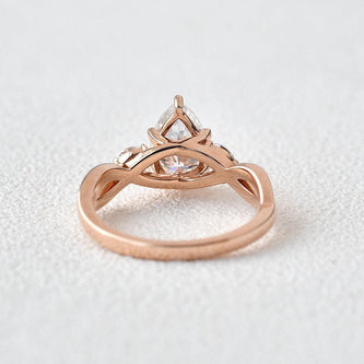 1.52 CT Pear Shaped Moissanite Cluster Engagement Ring - crownmoissanite