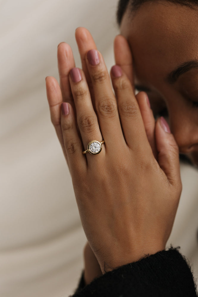 2.0 CT Round Bezel Style Moissanite Engagement Ring