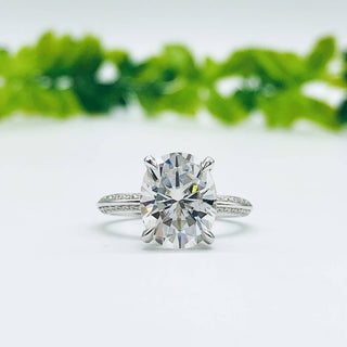 5.18 CT Oval Cut Hidden Halo Moissanite Engagement Ring - crownmoissanite