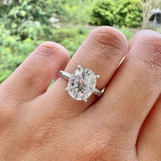 5.18 CT Oval Cut Hidden Halo Moissanite Engagement Ring - crownmoissanite