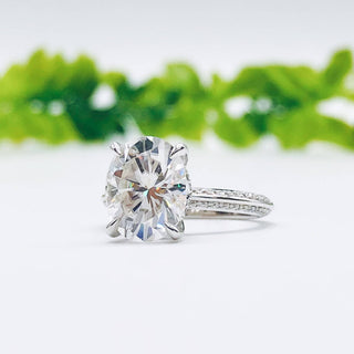 5.18 CT Oval Cut Hidden Halo Moissanite Engagement Ring - crownmoissanite