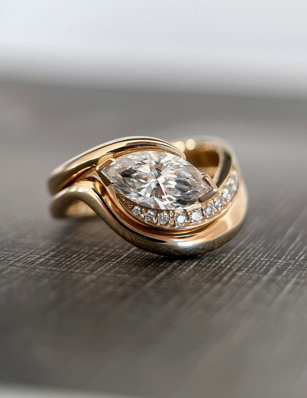 1.0- 2.0 CT Marquise Shape Moissanite Pave Style Bridal Set