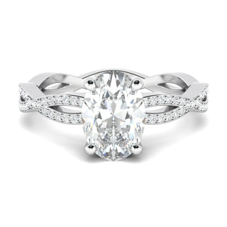 1.33 CT Oval Cut Twisted Pave Moissanite Engagement Ring - crownmoissanite