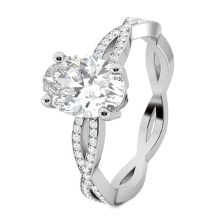 1.33 CT Oval Cut Twisted Pave Moissanite Engagement Ring - crownmoissanite