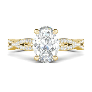 1.33 CT Oval Cut Twisted Pave Moissanite Engagement Ring - crownmoissanite