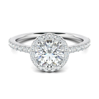 1.0 CT Round Cut Halo Moissanite Engagement Ring - crownmoissanite