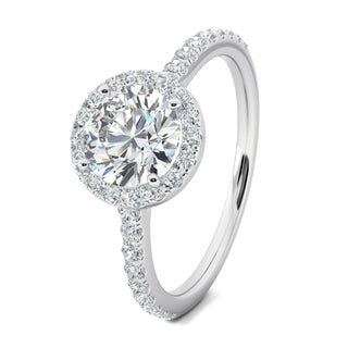 1.0 CT Round Cut Halo Moissanite Engagement Ring - crownmoissanite